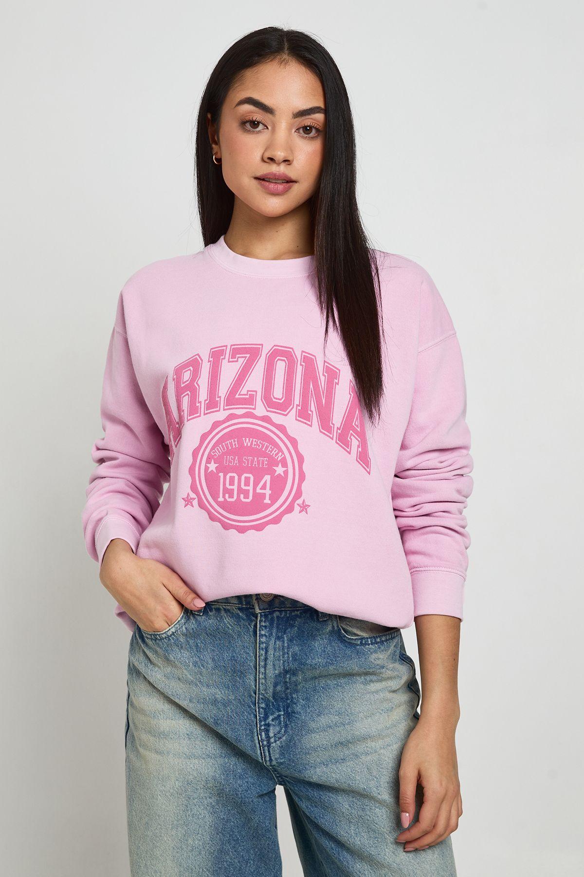 Washed Arizona Printed Sweatshirt by BOOHOO