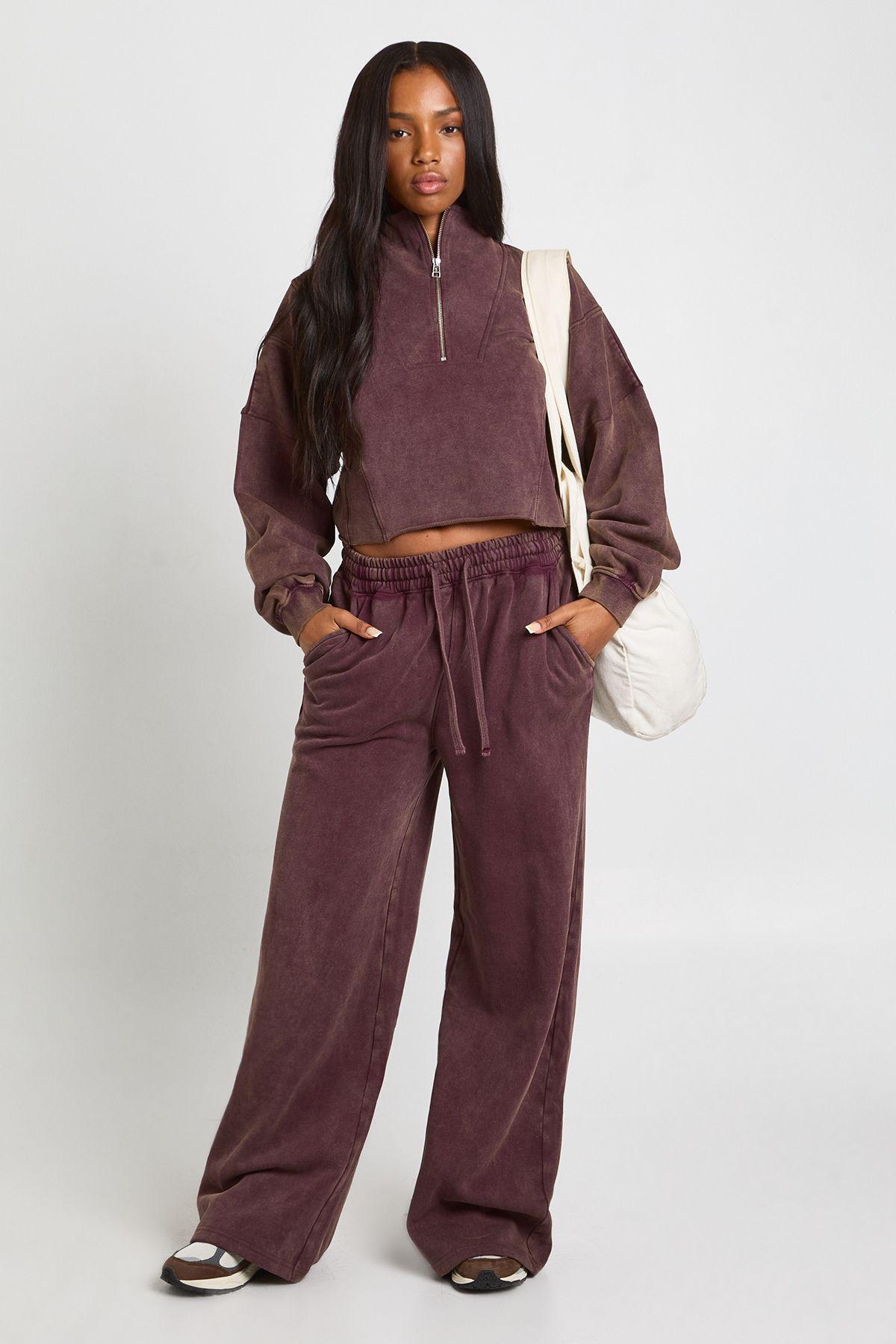 Washed Half Zip Funnel Neck Tracksuit by BOOHOO