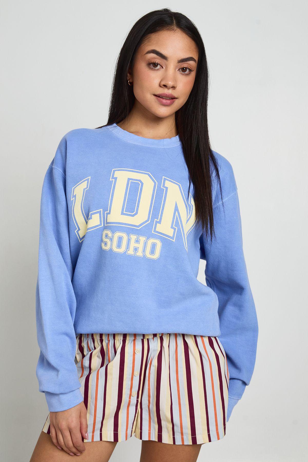 Washed London Printed Sweatshirt by BOOHOO