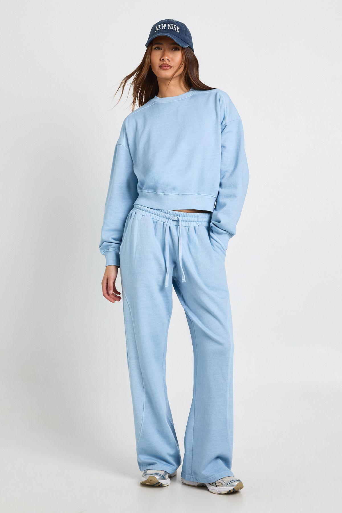 Washed Ribbed Detail Straight Leg Tracksuit by BOOHOO Washed Ribbed Detail Straight Leg Tracksuit by BOOHOO