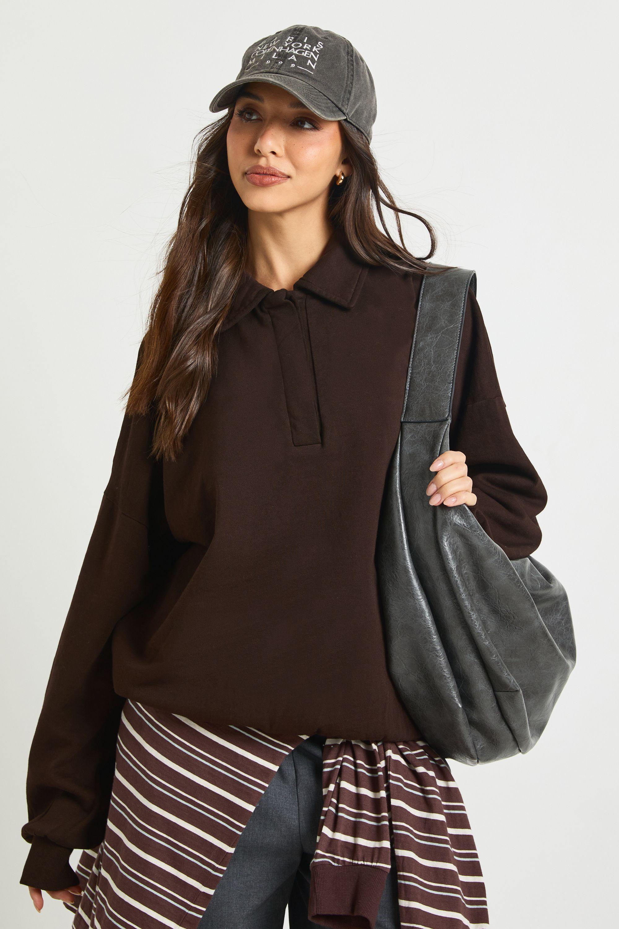 Washed Rugby Sweatshirt by BOOHOO