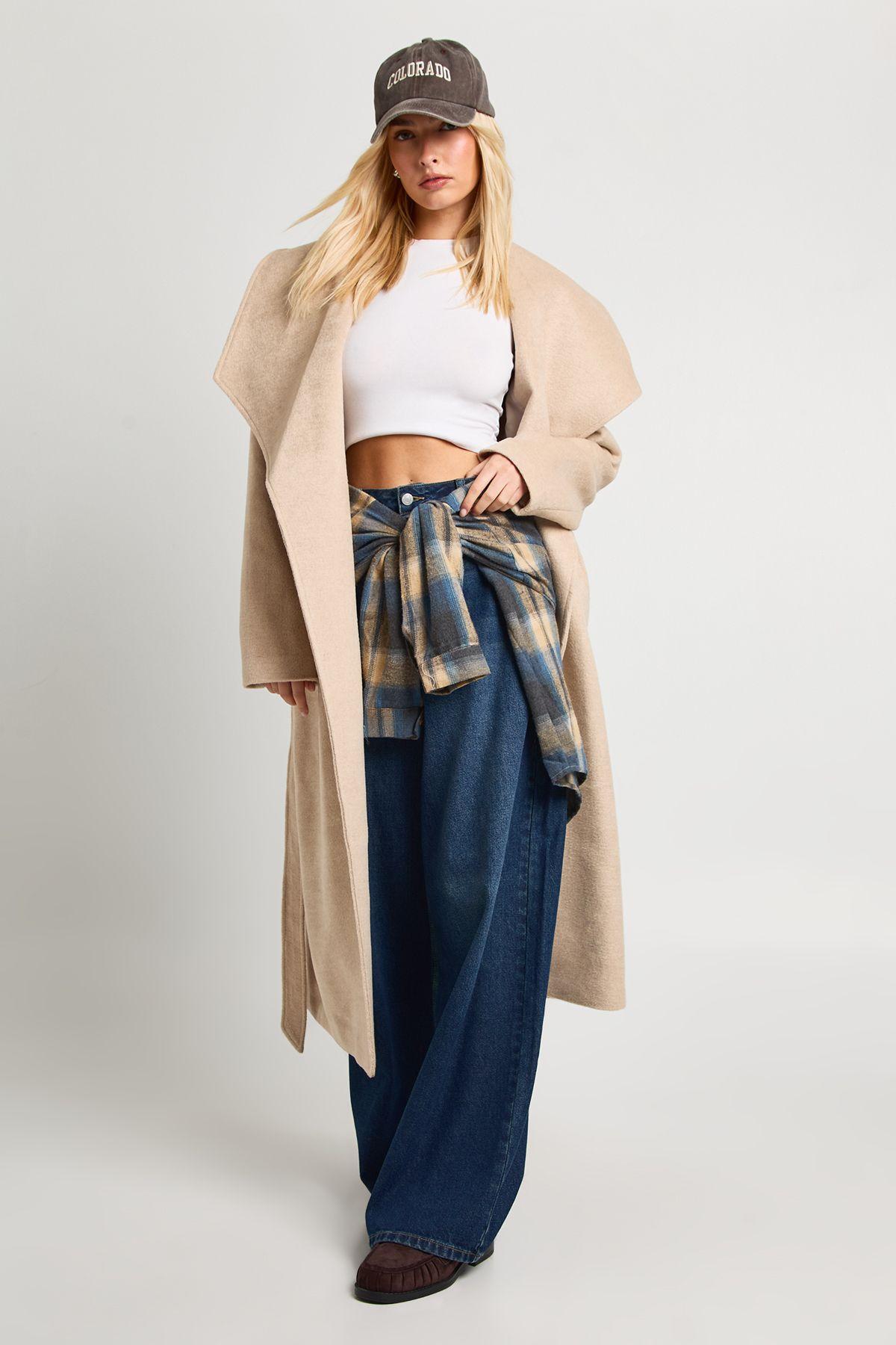 Waterfall Wool Blend Coat by BOOHOO