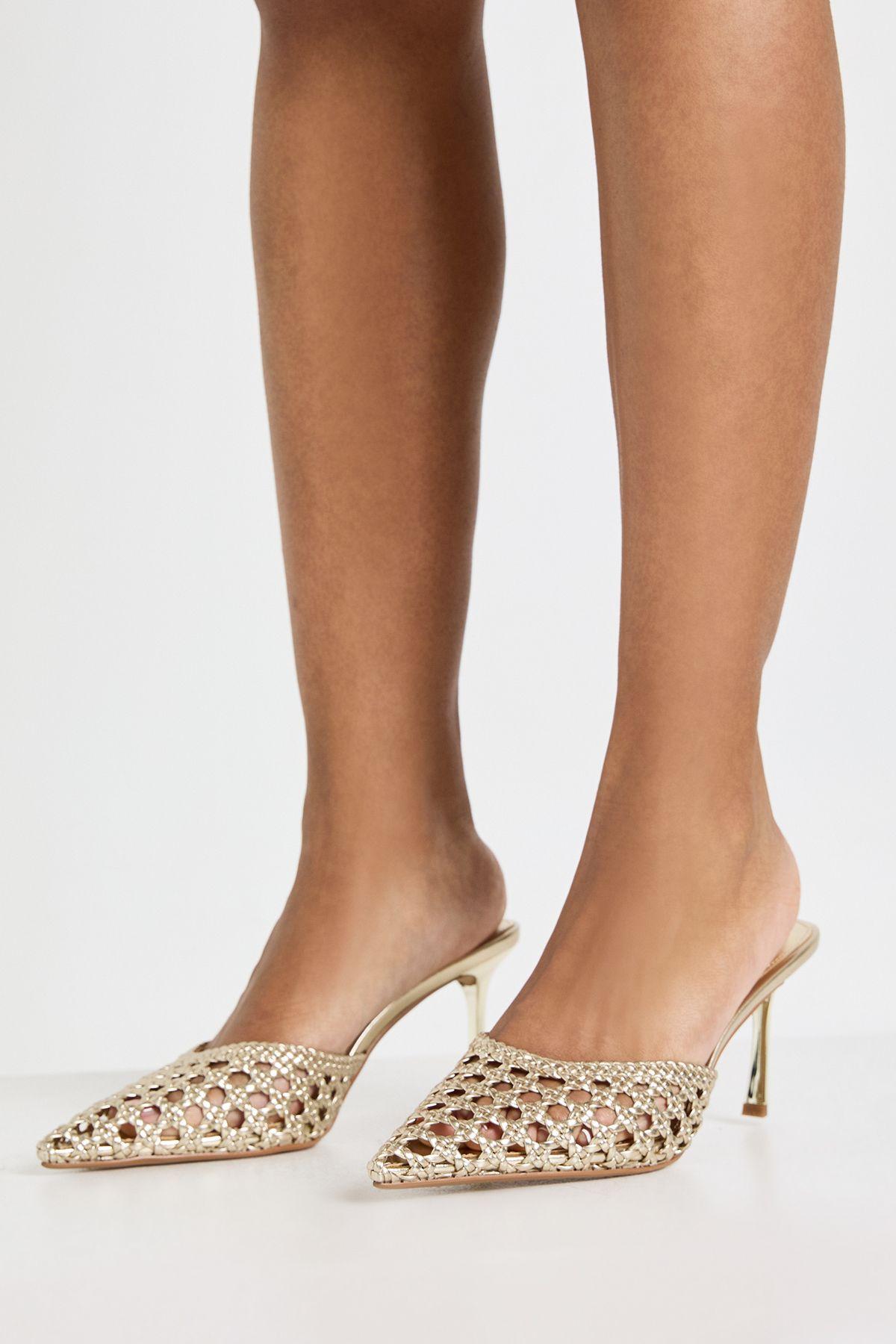 Weave Front Court Heeled Mules by BOOHOO