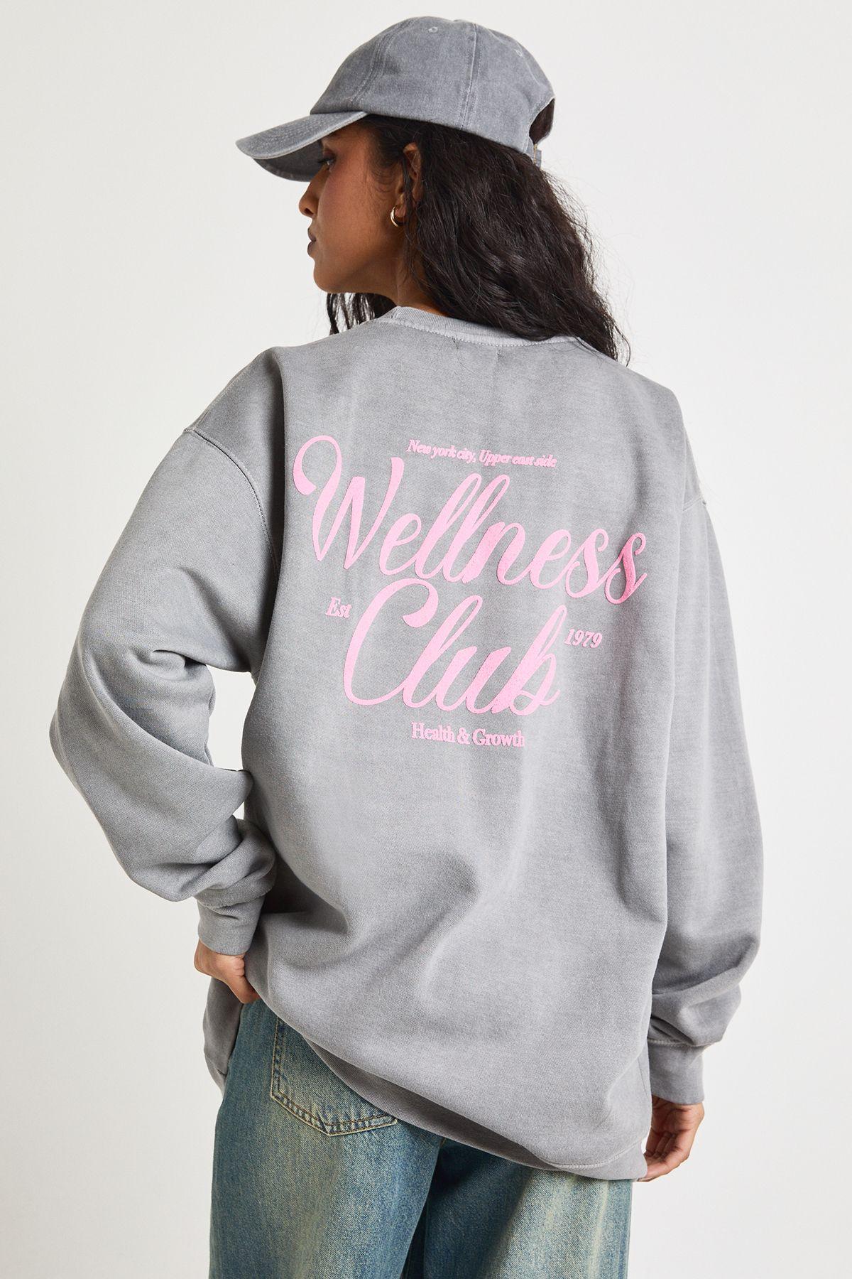 Wellness Club Puff Print Oversized Sweatshirt by BOOHOO Wellness Club Puff Print Oversized Sweatshirt by BOOHOO
