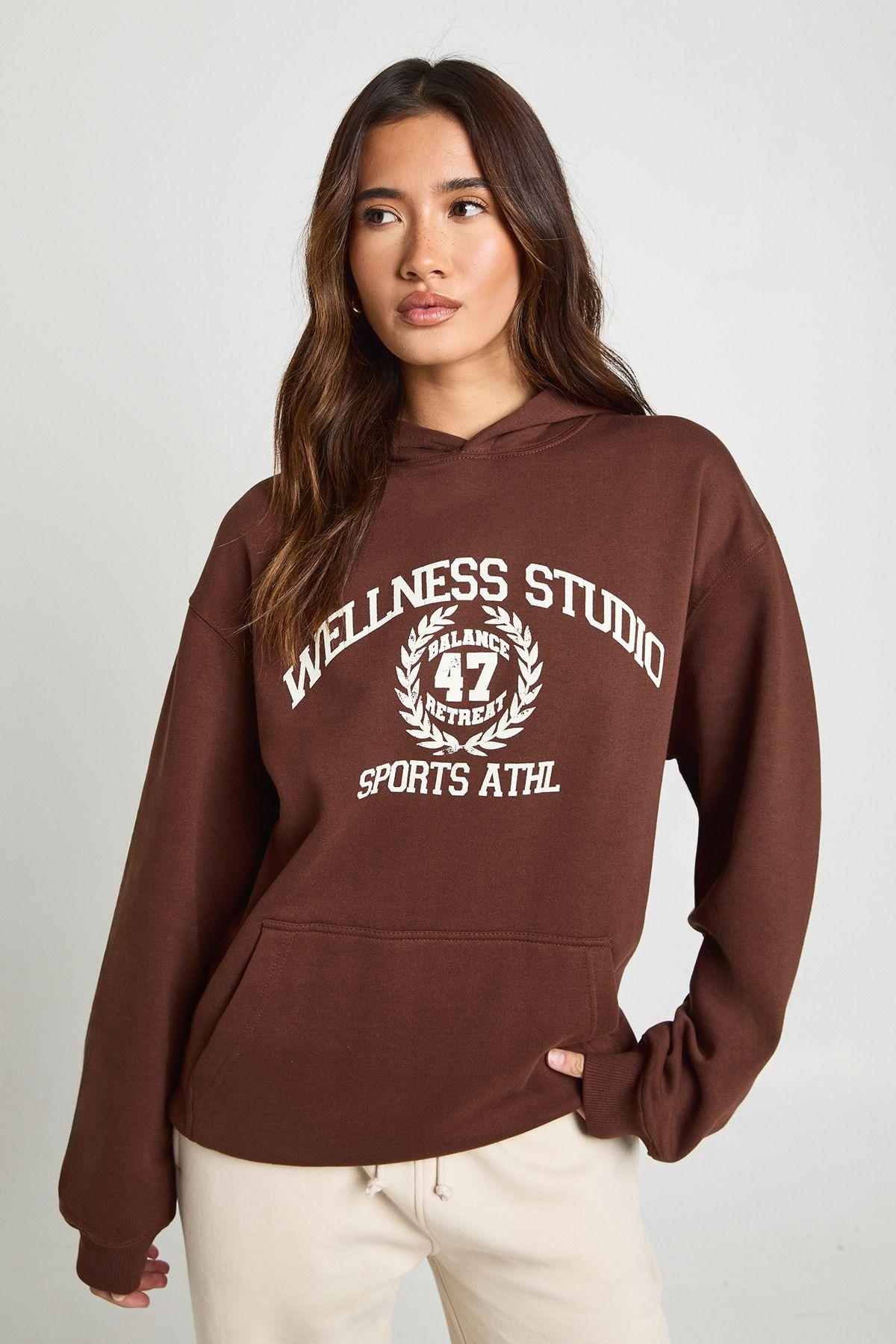 Wellness Studio Printed Oversized Hoodie by BOOHOO