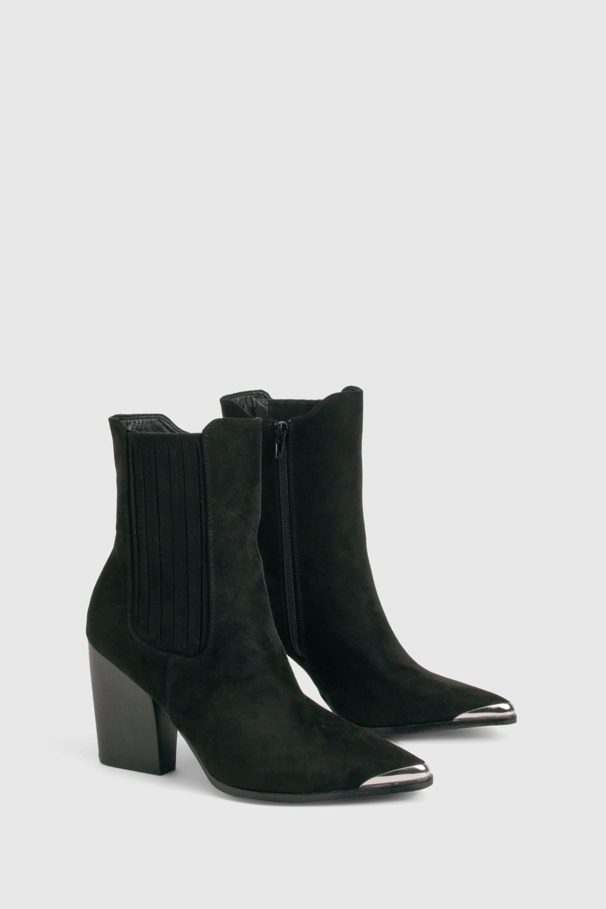 Western Chelsea Heeled Toe Cap Cowboy Boots by BOOHOO