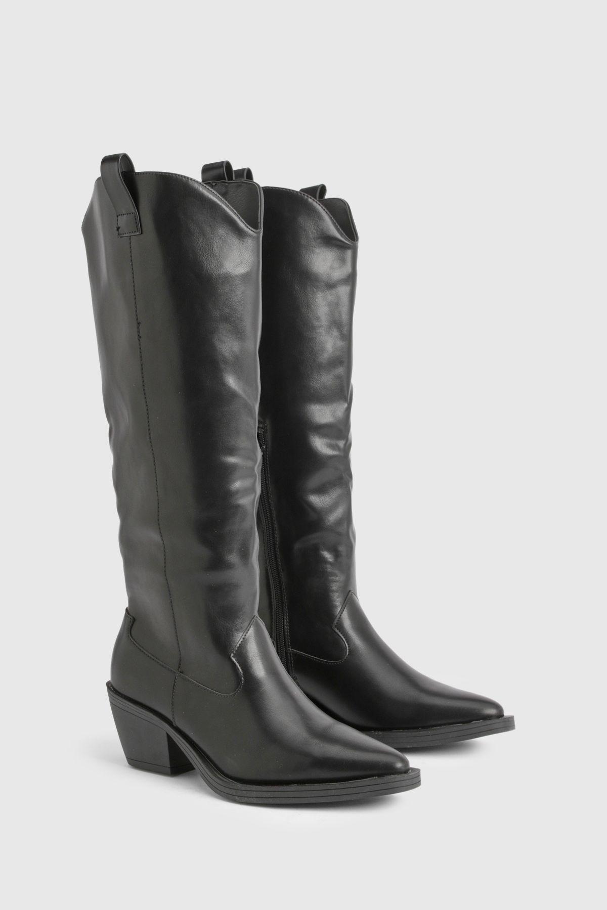 Western Cowboy Mid Heel Boots by BOOHOO