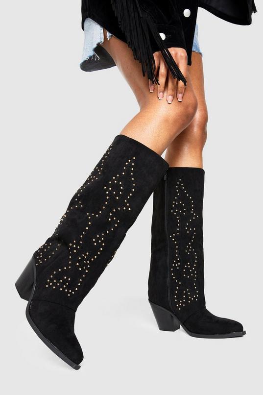 Western Embellished Column Boot by BOOHOO
