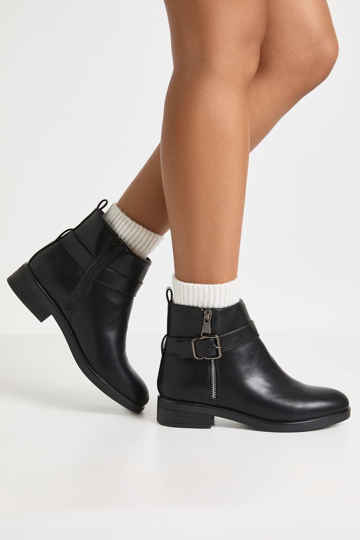 Wide Fit Ankle Buckle Boots by BOOHOO