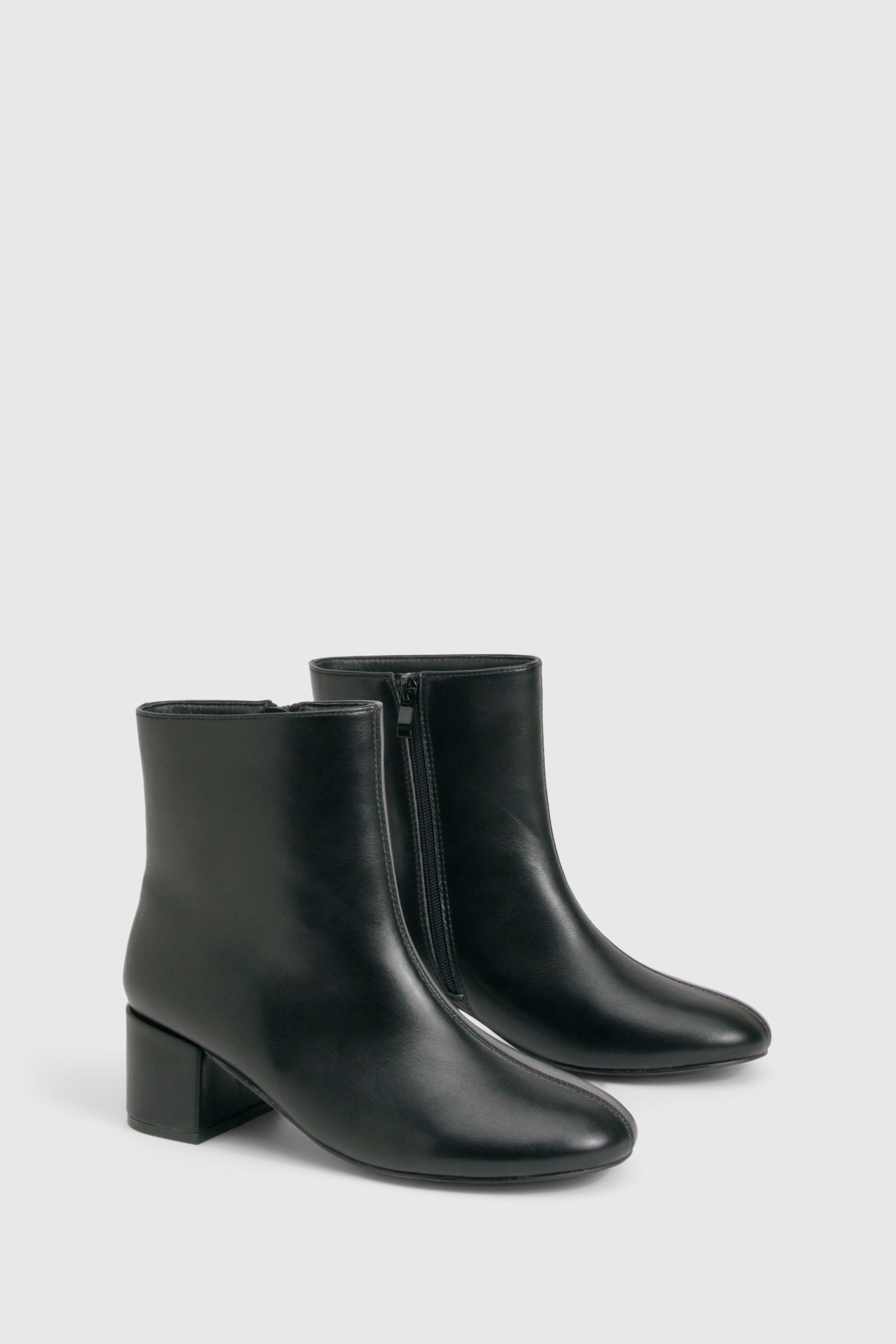 Wide Fit Block Heel Ankle Boots by BOOHOO