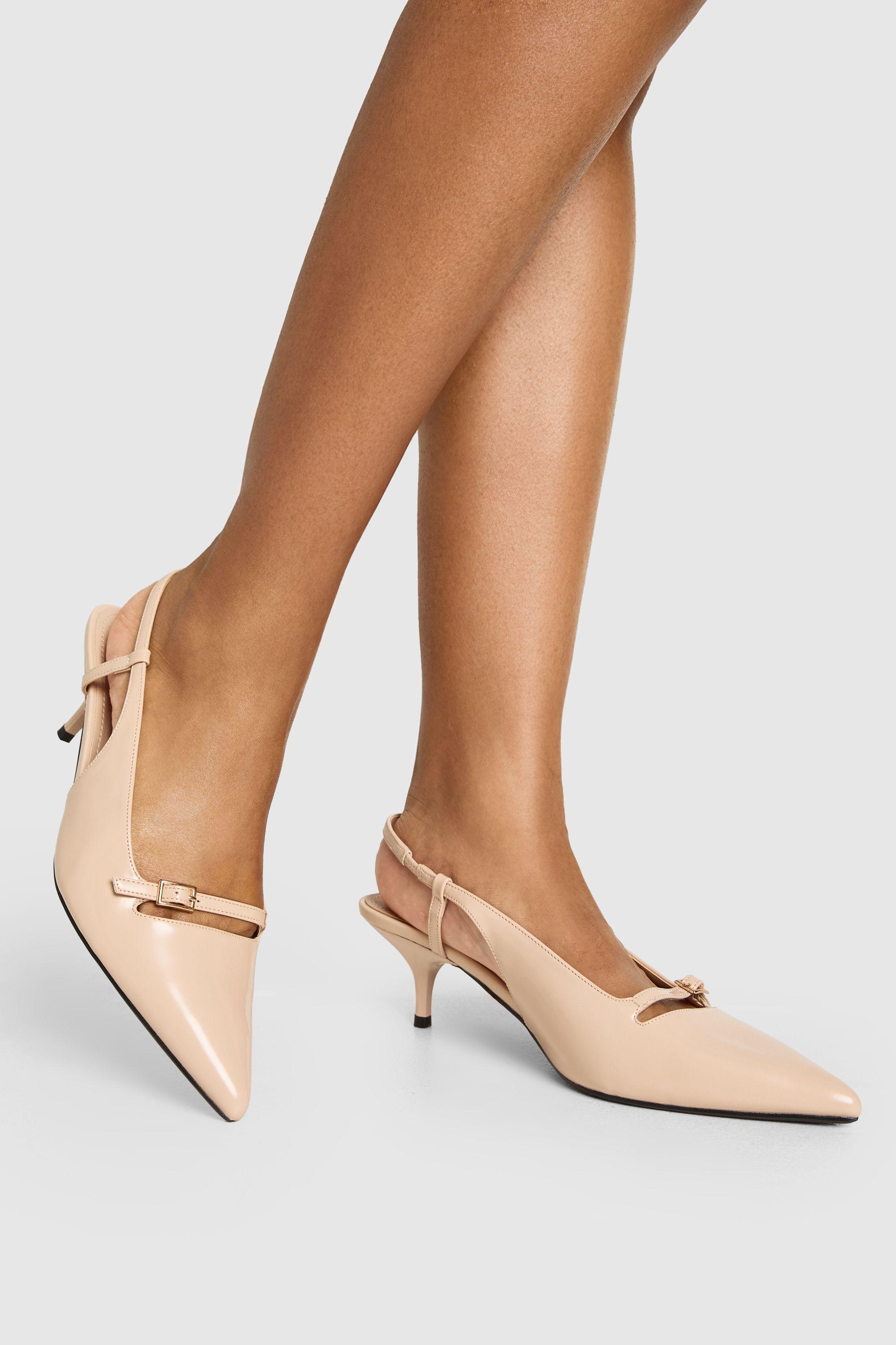 Wide Fit Buckle Detail Court Shoes by BOOHOO