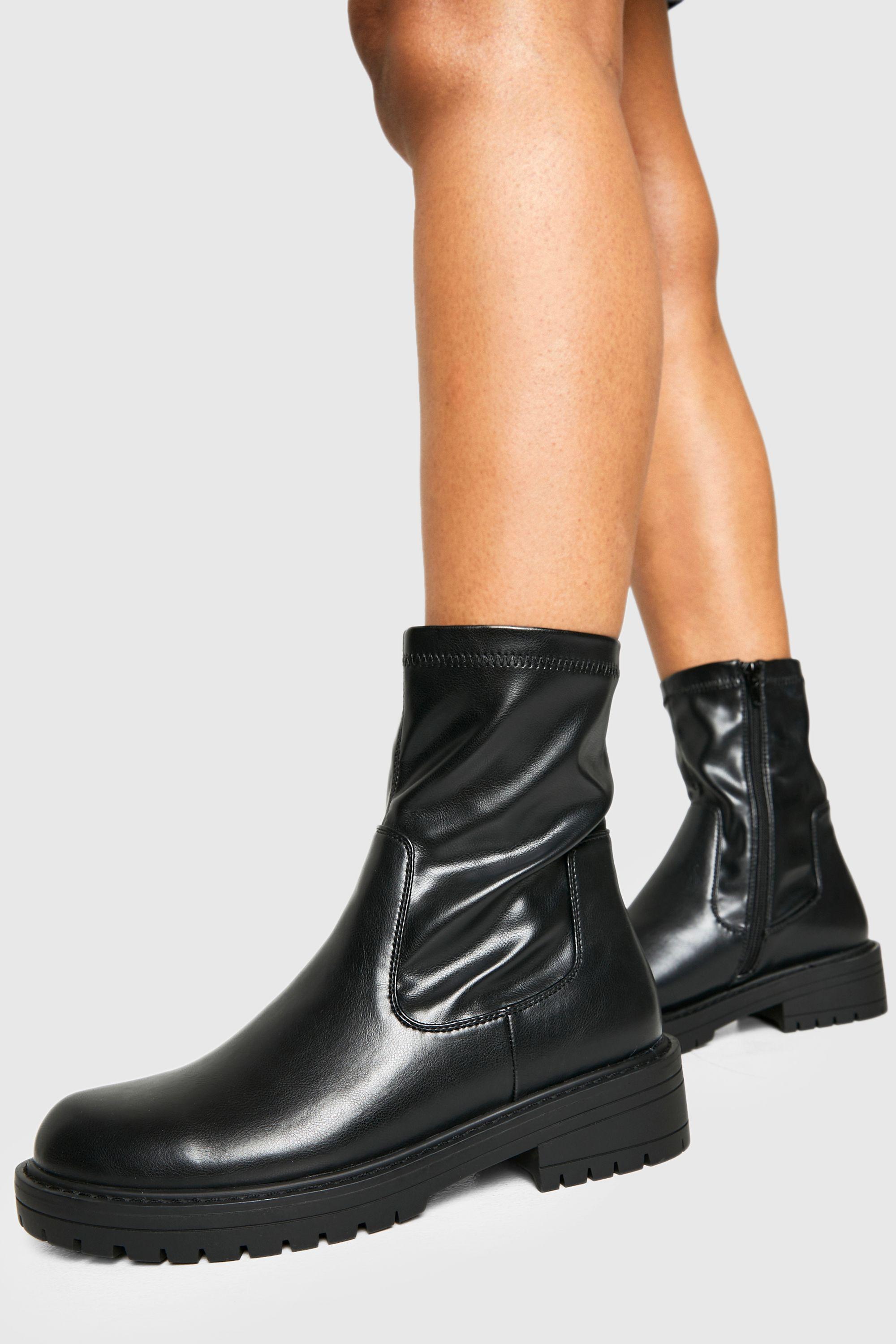 Wide Fit Chunky Block Heel Shoe Boot by BOOHOO