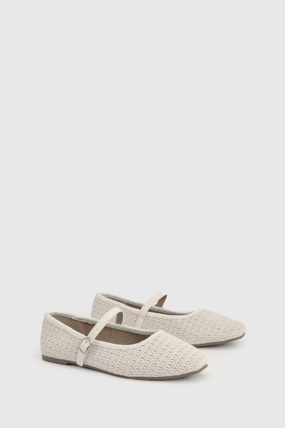Wide Fit Crochet Ballet Flats by BOOHOO