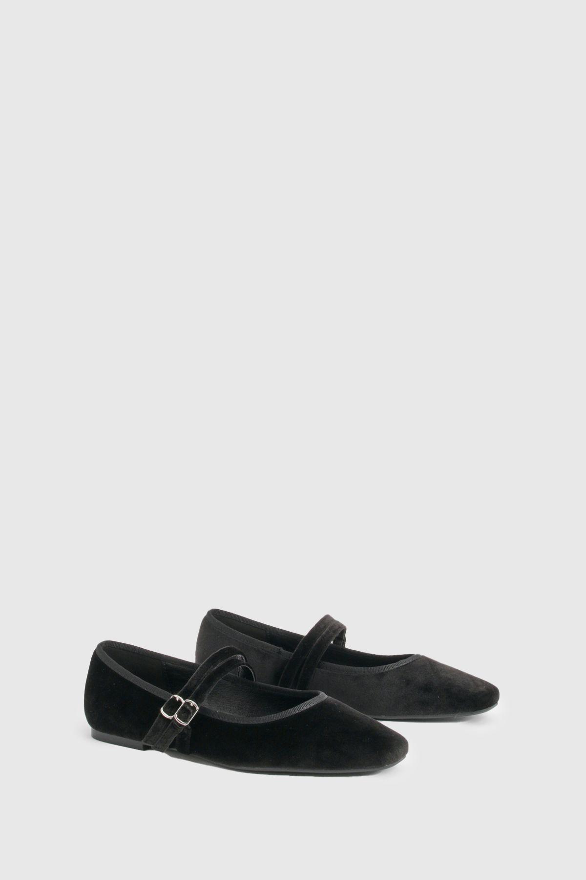 Wide Fit Double Strap Mary Jane Flats by BOOHOO