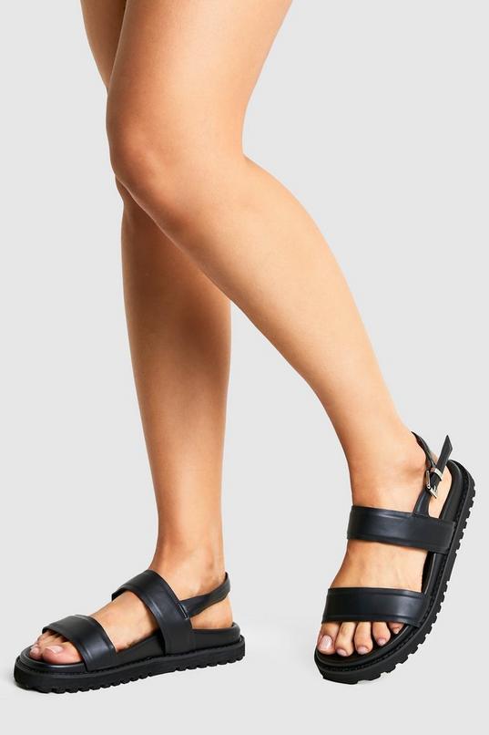 Wide Fit Double Strap Sandals by BOOHOO