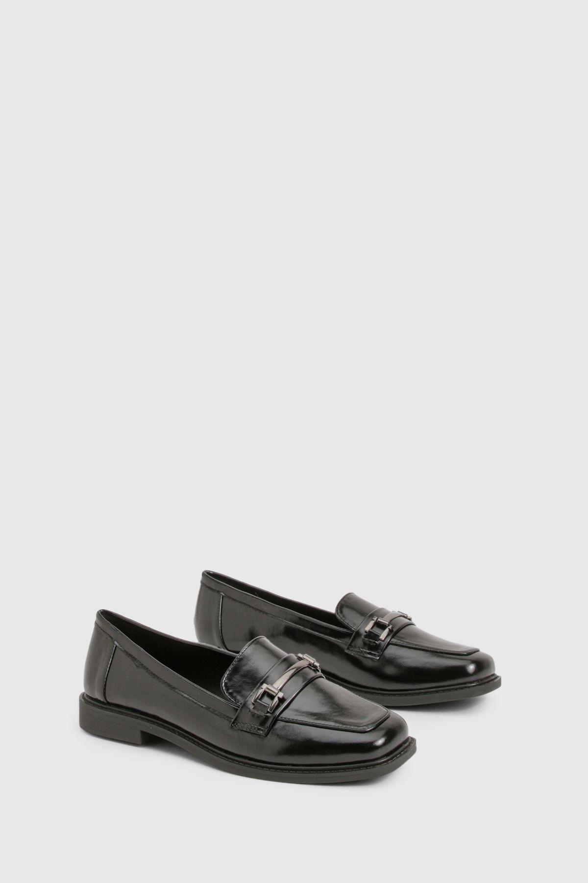 Wide Fit Hardware Detail Loafers by BOOHOO