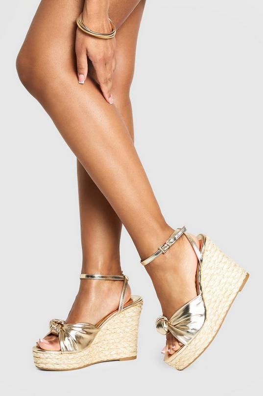 Wide Fit Knot Detail 2 Part Wedges by BOOHOO