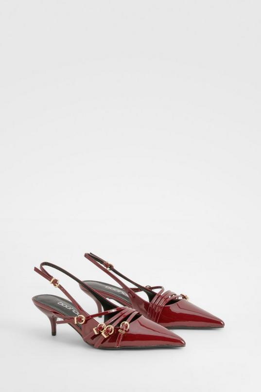 Wide Fit Low Stiletto Buckle Court Shoes by BOOHOO