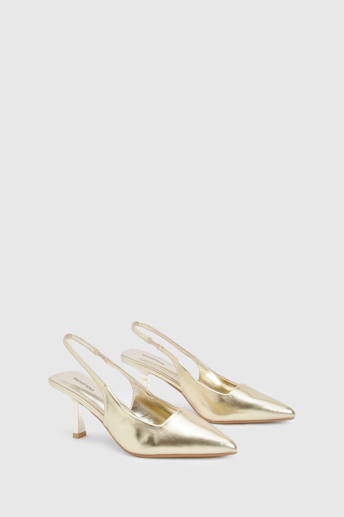 Wide Fit Low Stiletto Slingback Court by BOOHOO