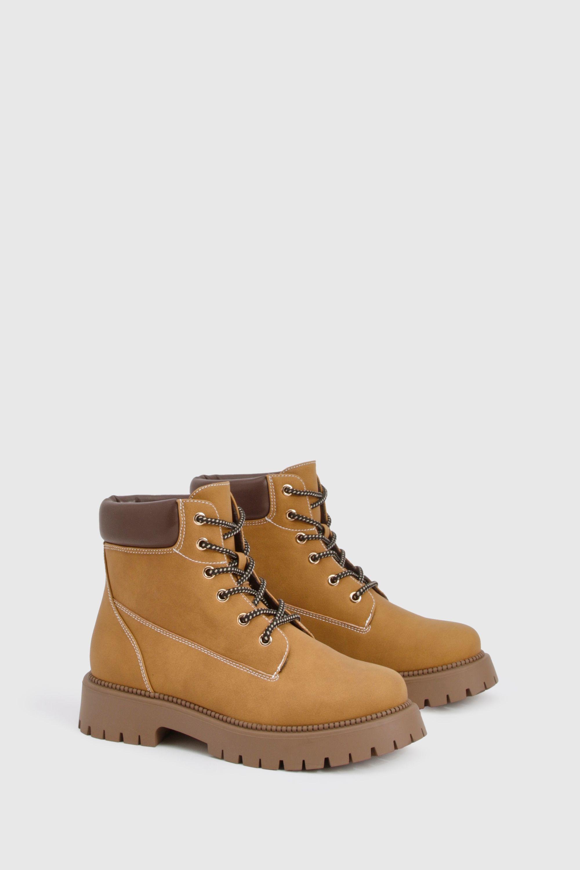 Wide Fit Padded Collar Hiker Boots by BOOHOO