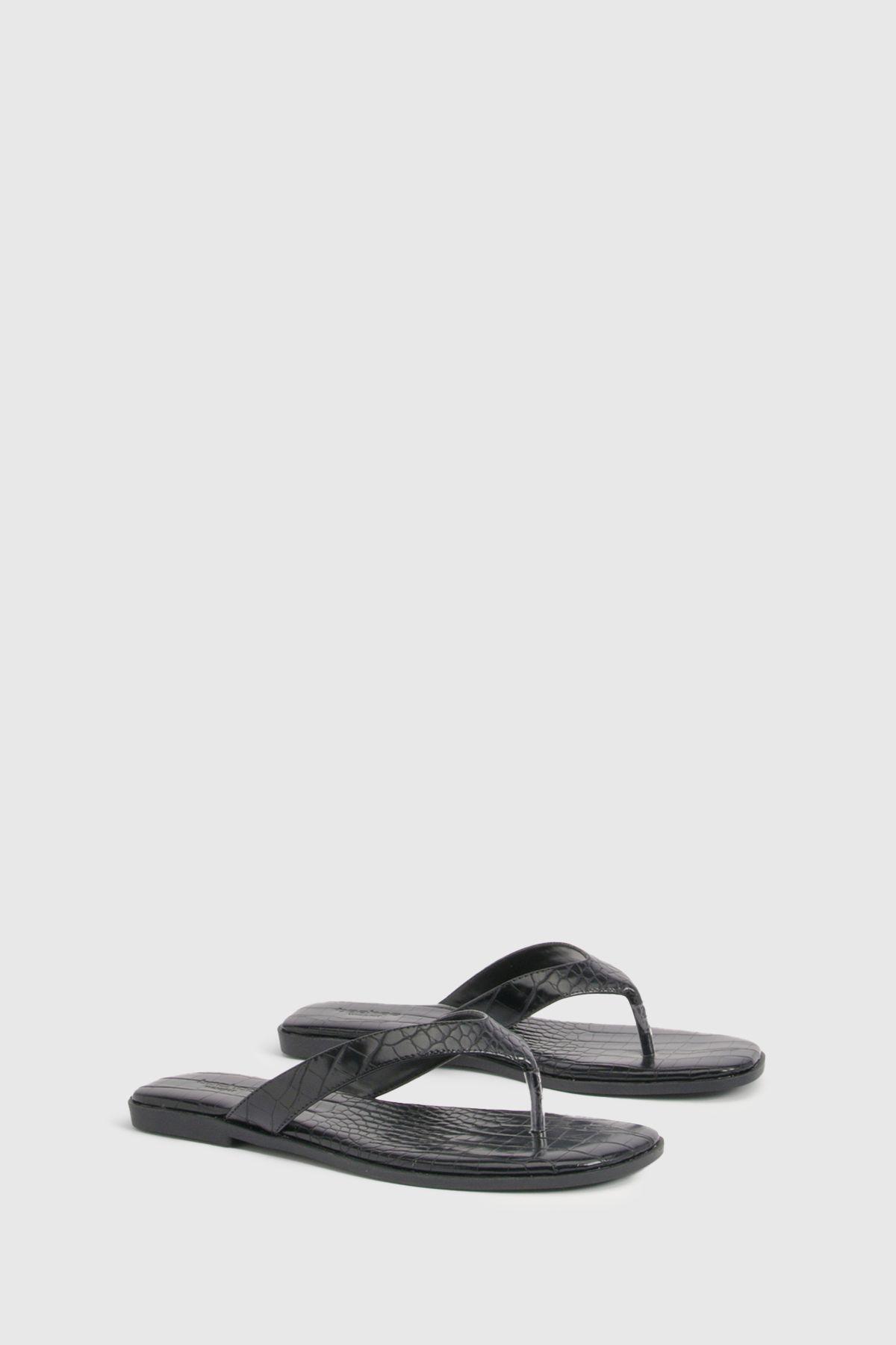 Wide Fit Square Toe Flip Flops by BOOHOO
