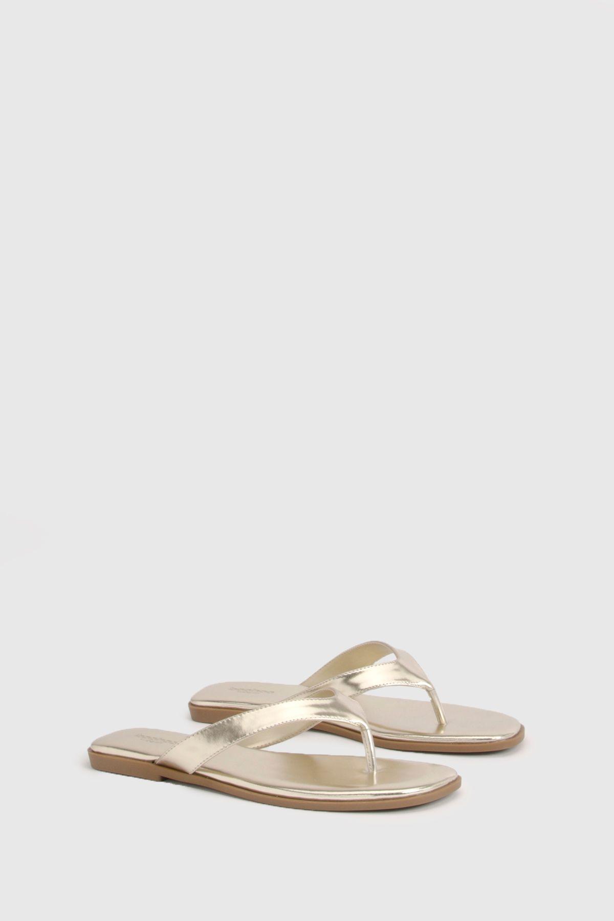 Wide Fit Square Toe Flip Flops by BOOHOO