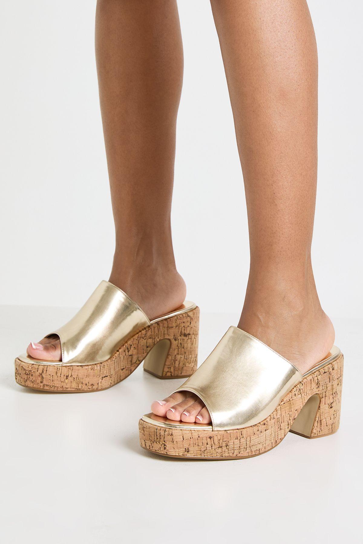 Wide Fit Strap Cork Platform by BOOHOO