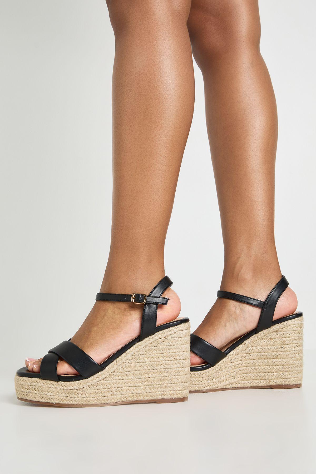 Wide Fit Strappy 2 Part Wedges by BOOHOO