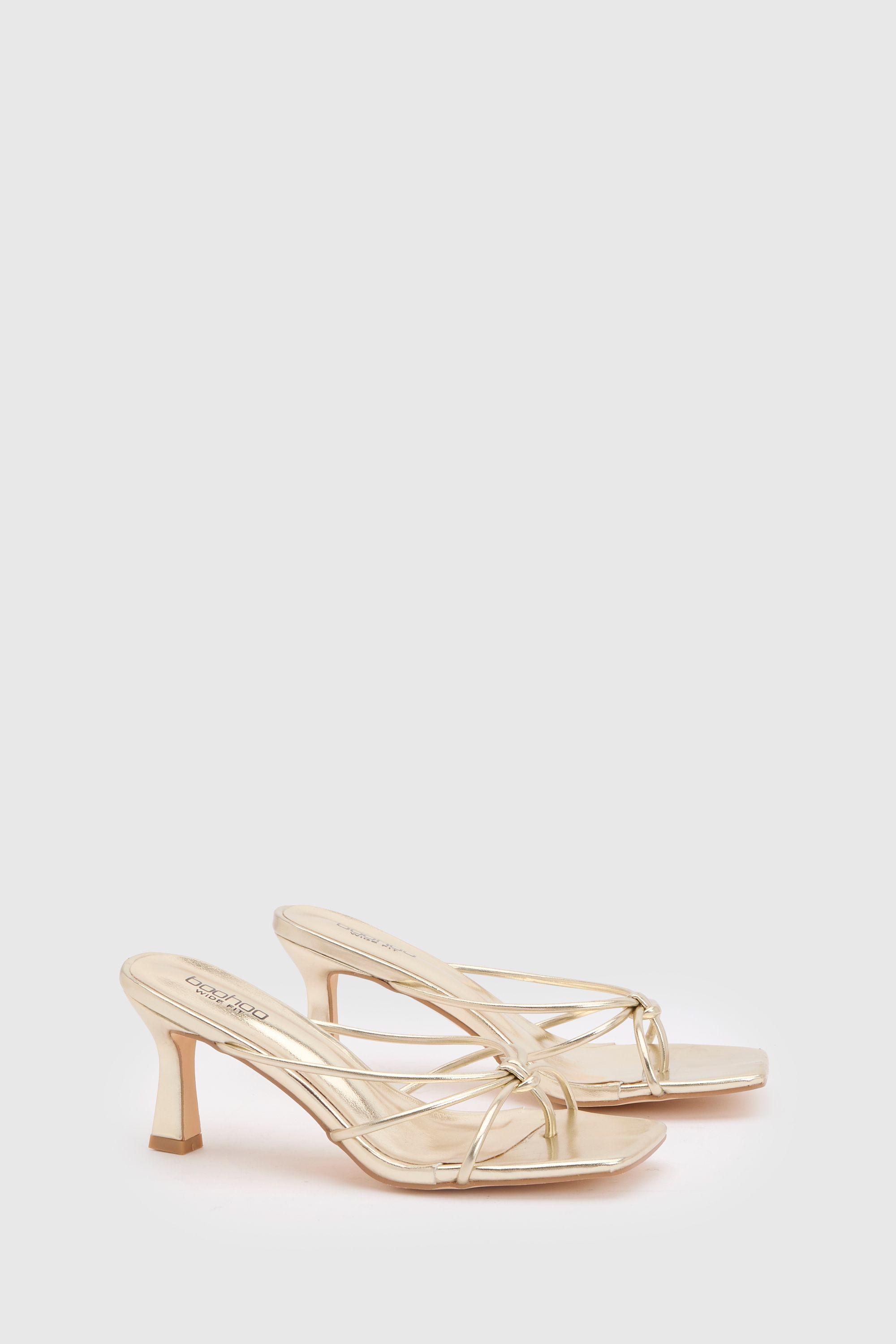 Wide Fit Strappy Knot Heeled Mules by BOOHOO