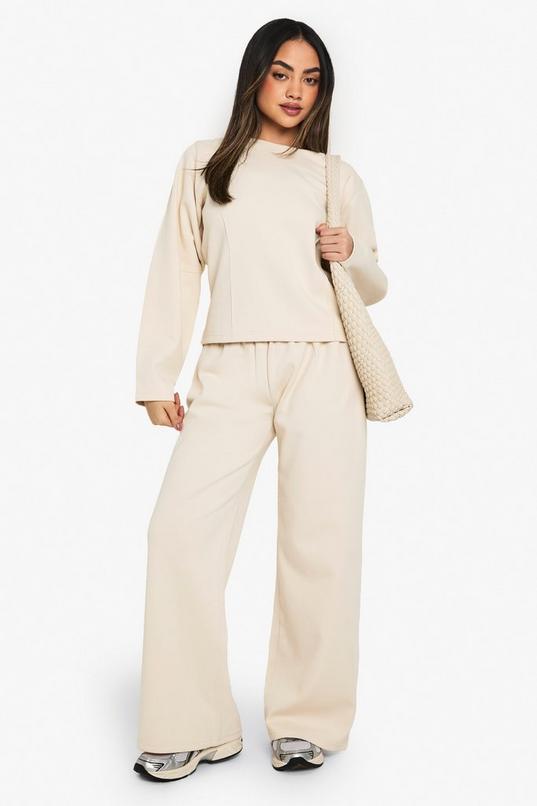 Wide Leg Interlock Jogger by BOOHOO