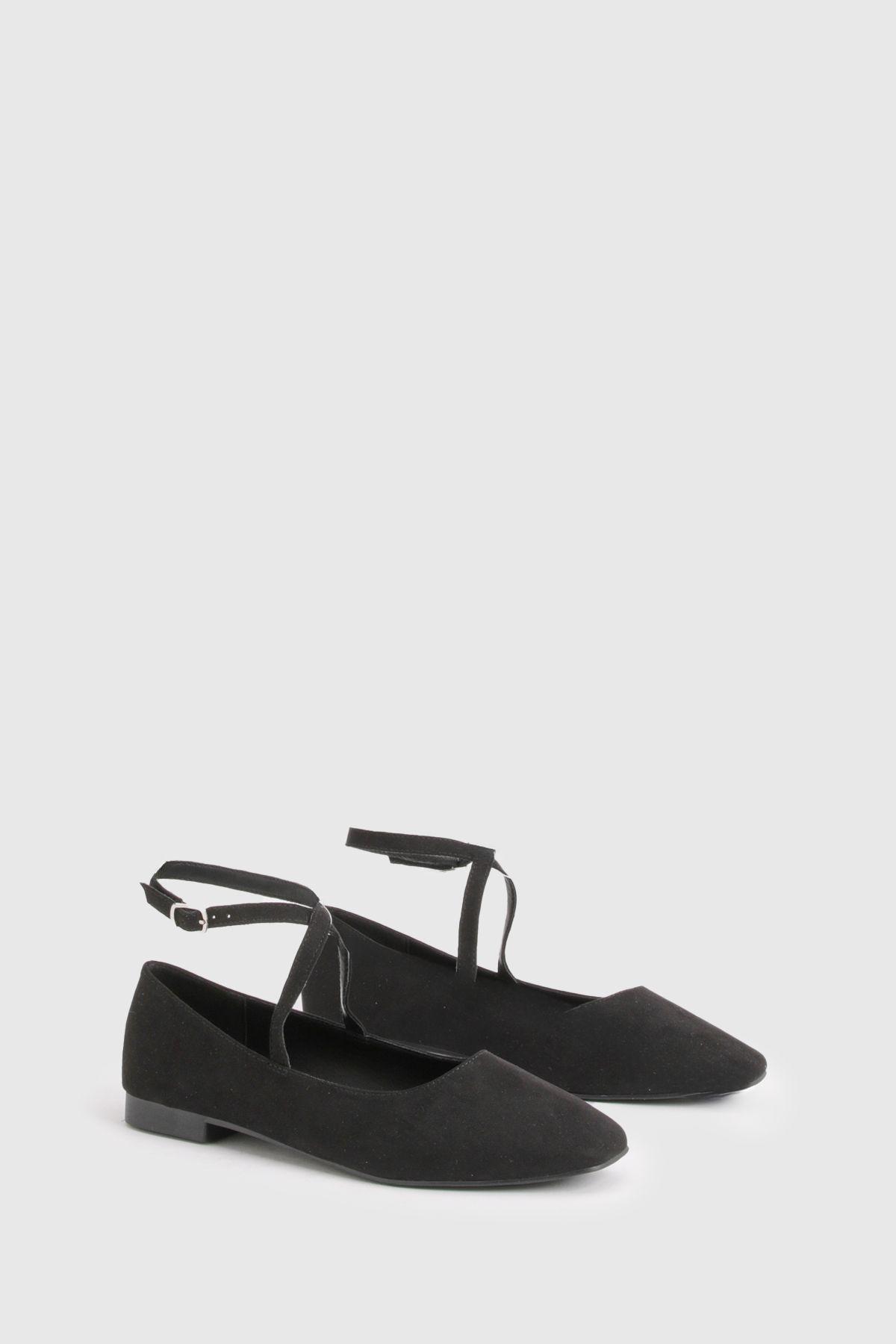 Wide Strap Ballet Flats by BOOHOO