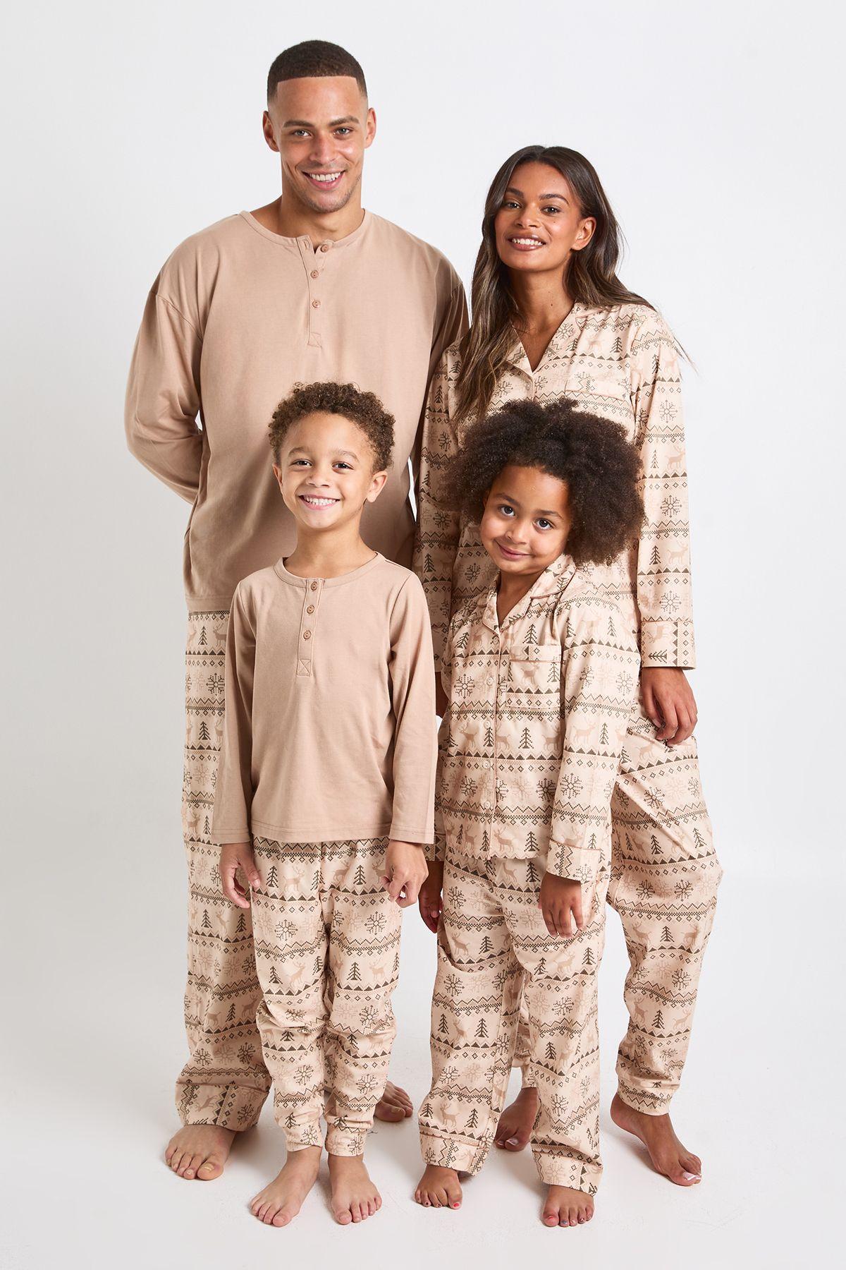 Womens Matching Family Baby Fleece Fairisle Print Long Sleeve Shirt & Trousers Pyjama Set by BOOHOO