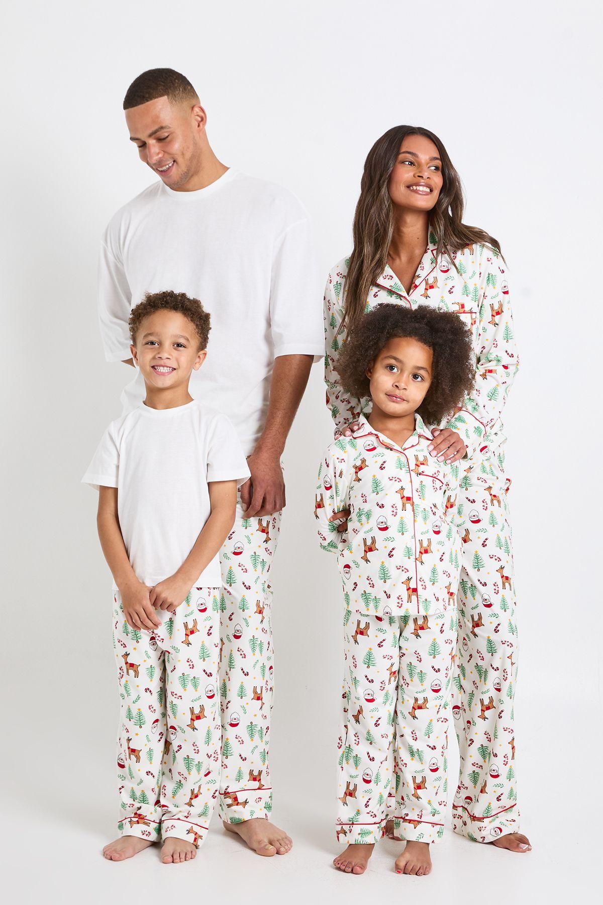 Womens Matching Family Christmas Print Baby Fleece Long Sleeve Shirt & Trousers Pyjama Set by BOOHOO