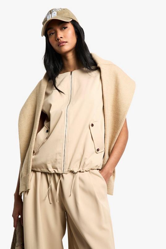 Woven Drawstring Sleeveless Tracksuit Top by BOOHOO