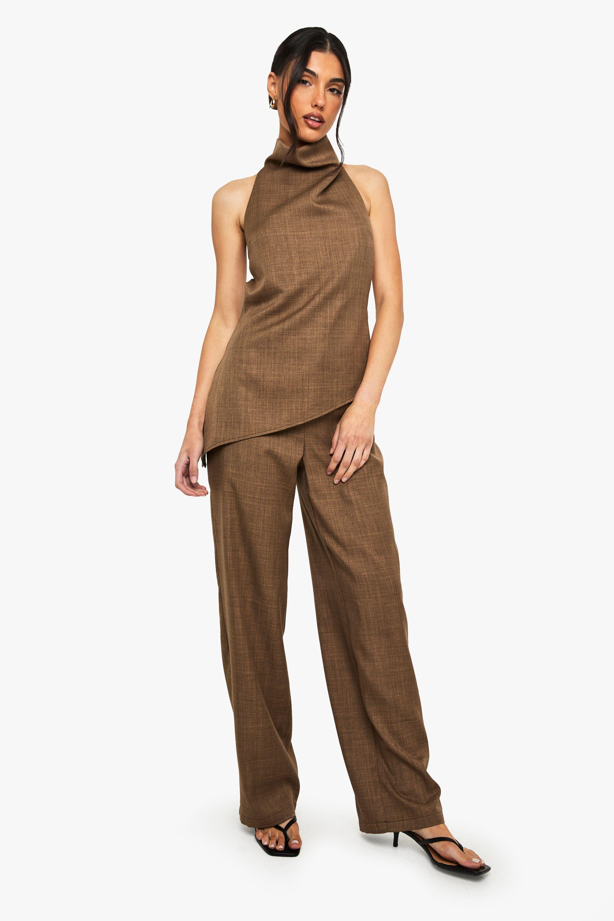 Woven Marl Straight Leg Trousers by BOOHOO