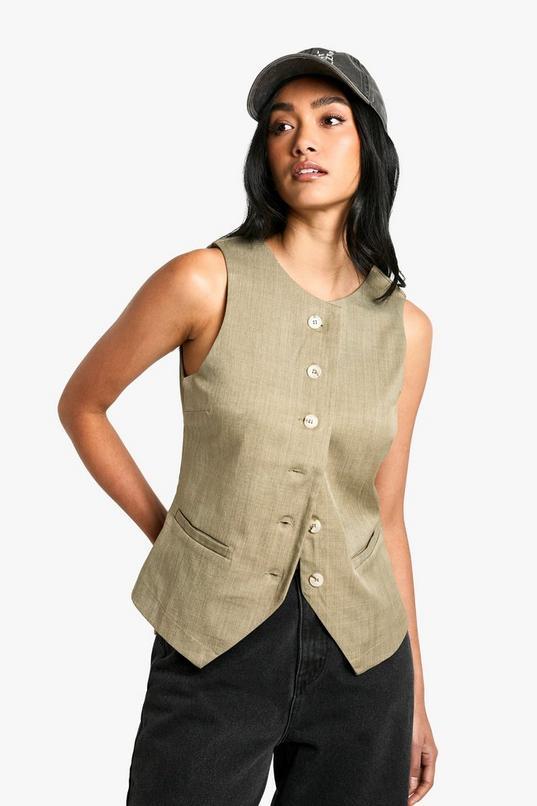 Woven Tailored Button Waistcoat by BOOHOO