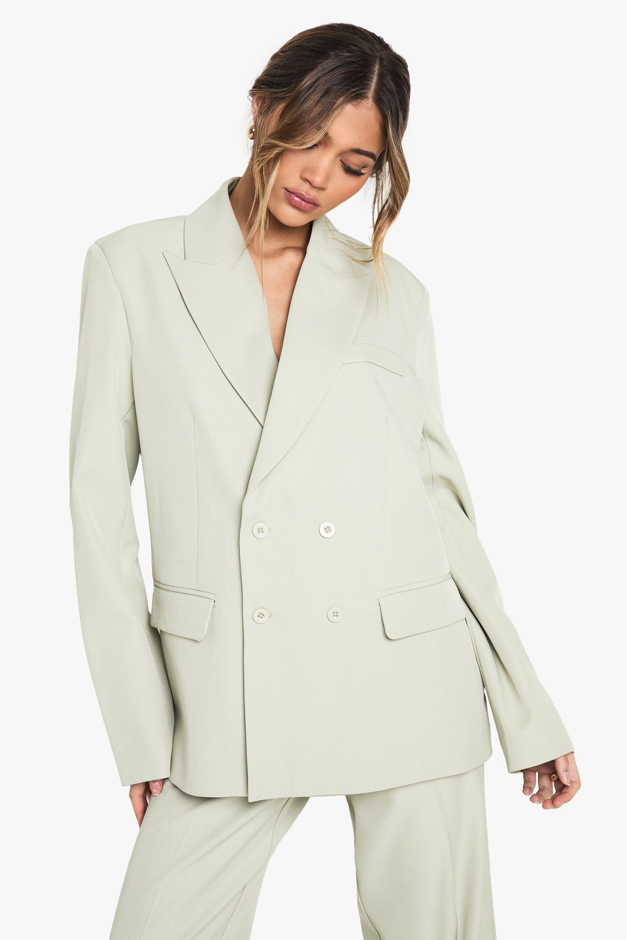 Woven Tailored Double Breast Blazer by BOOHOO Woven Tailored Double Breast Blazer by BOOHOO