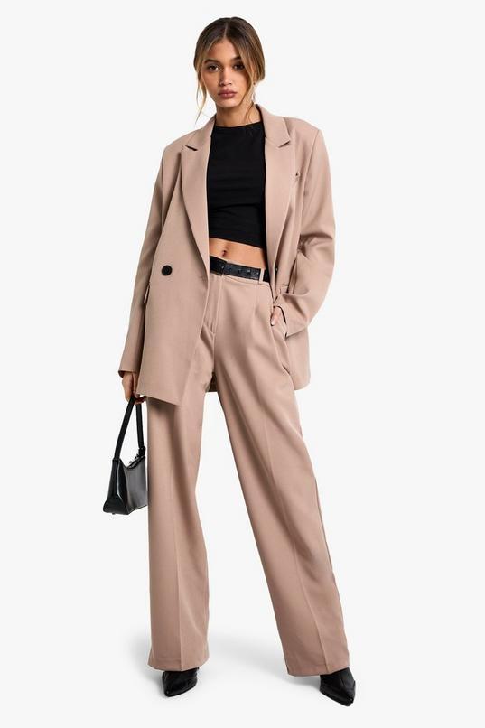 Woven Tailored Pleated Trousers by BOOHOO