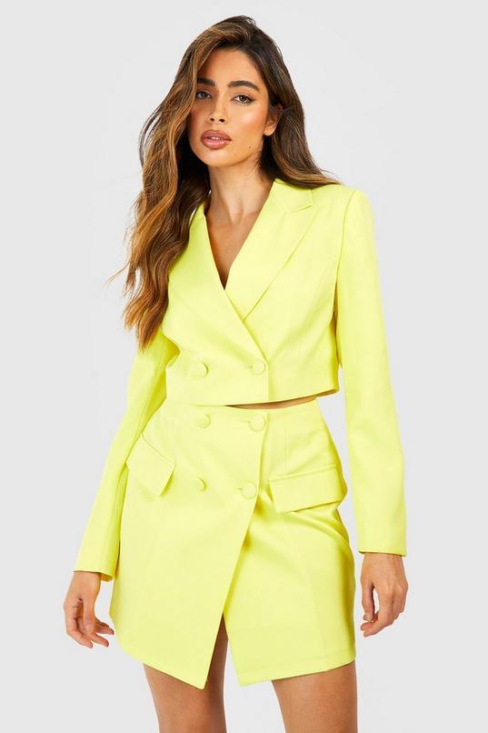 Wrap Button Front Tailored Mini Skirt by BOOHOO