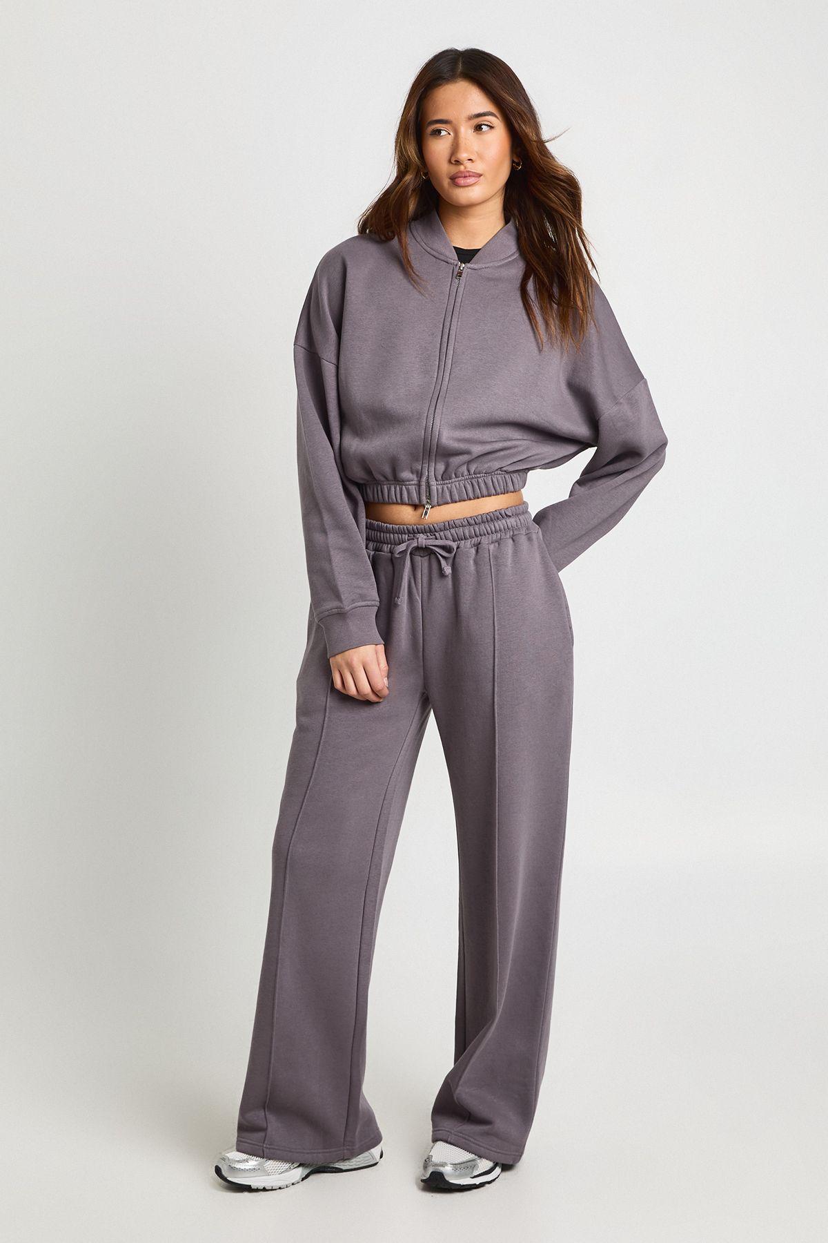 Zip Through Bomber Straight Leg Tracksuit by BOOHOO
