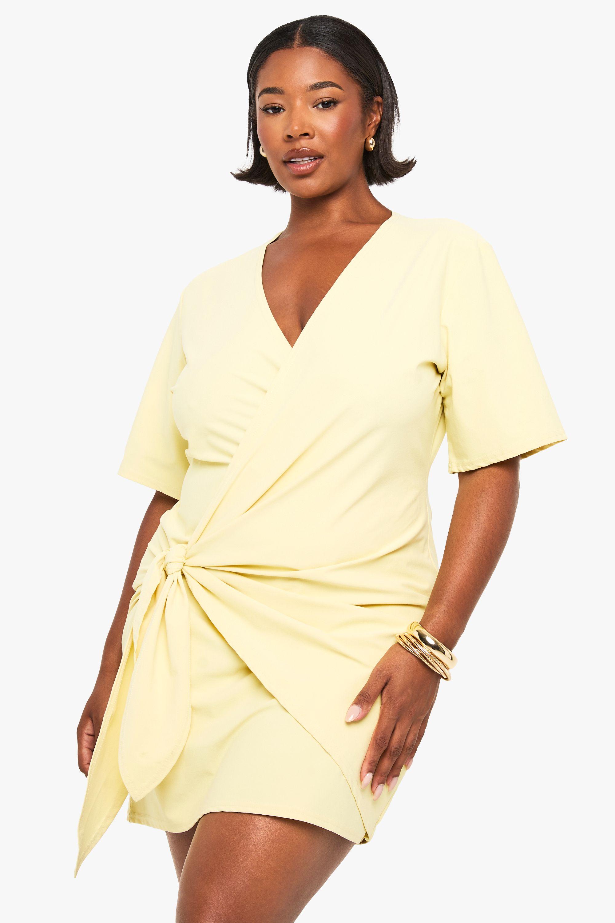 plus drop waist wrap dress by BOOHOO