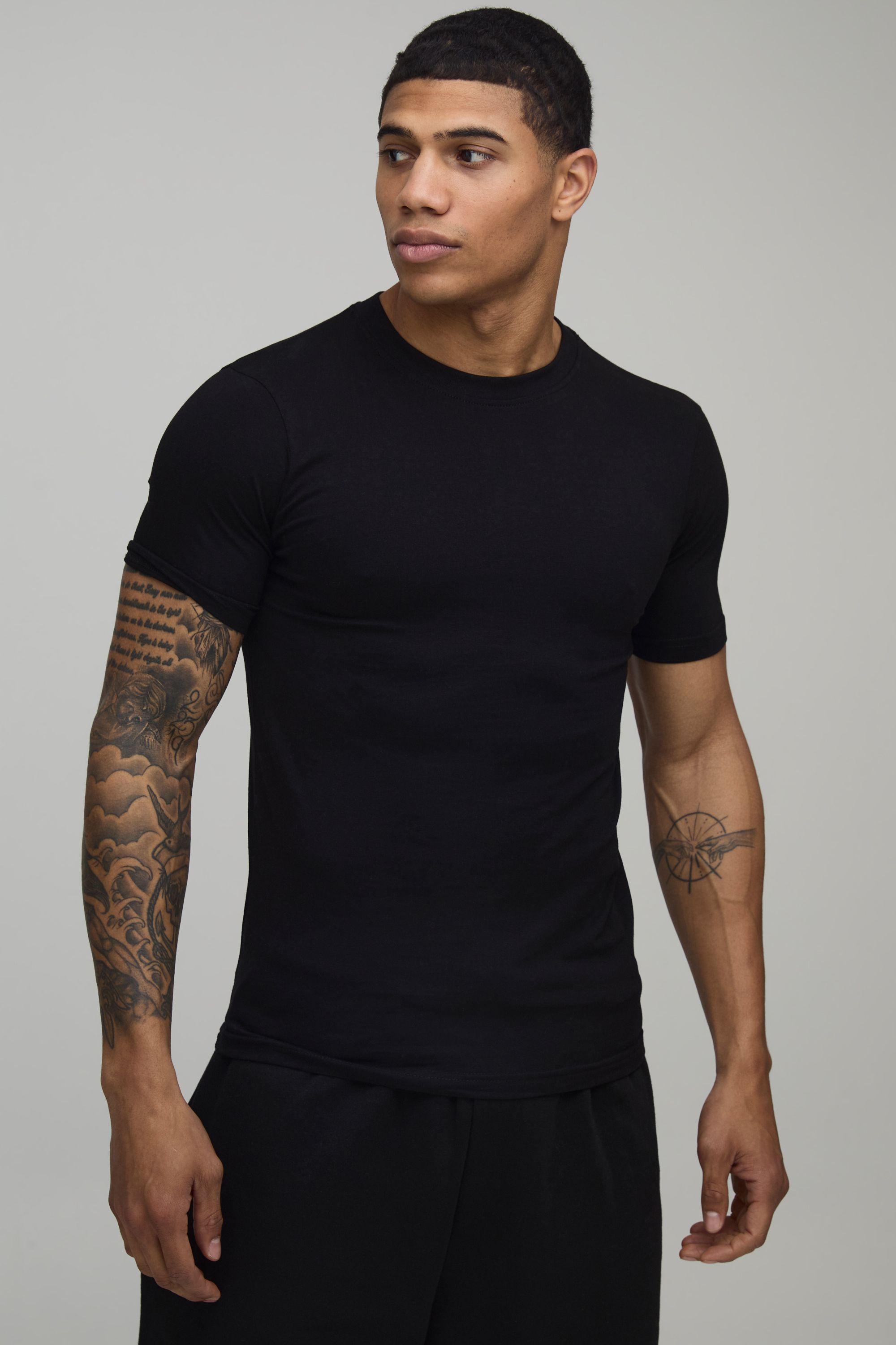 2 Pack Essential Muscle Fit T-Shirt by BOOHOOMAN