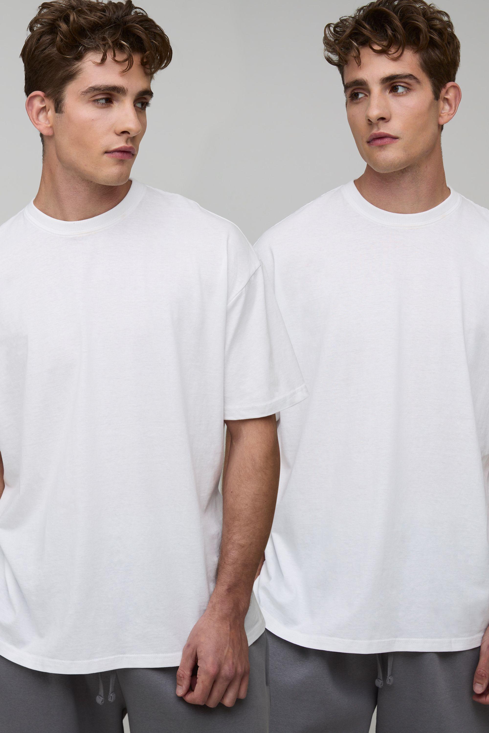 2 Pack Essential Oversized Crew Neck T-Shirt by BOOHOOMAN