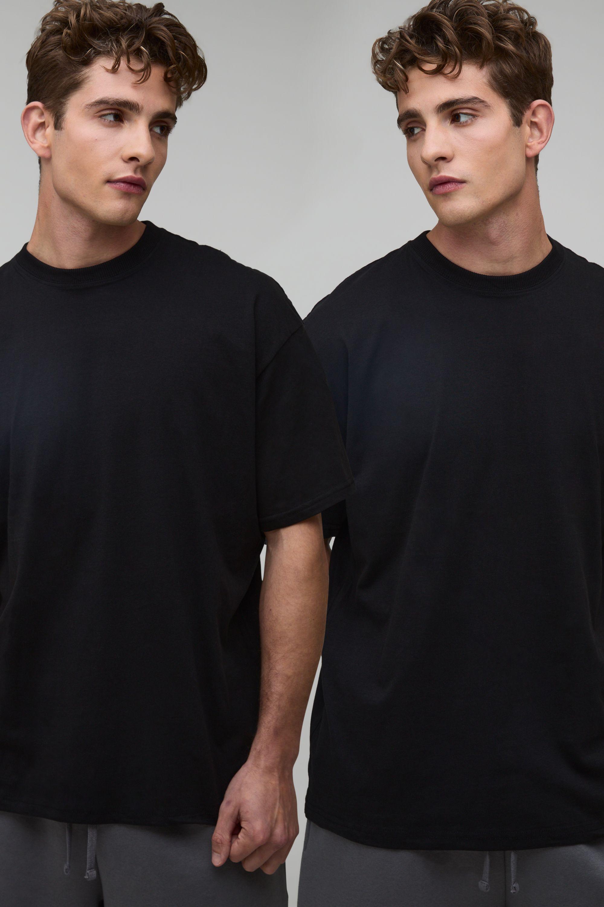 2 Pack Essential Oversized Crew Neck T-Shirt by BOOHOOMAN