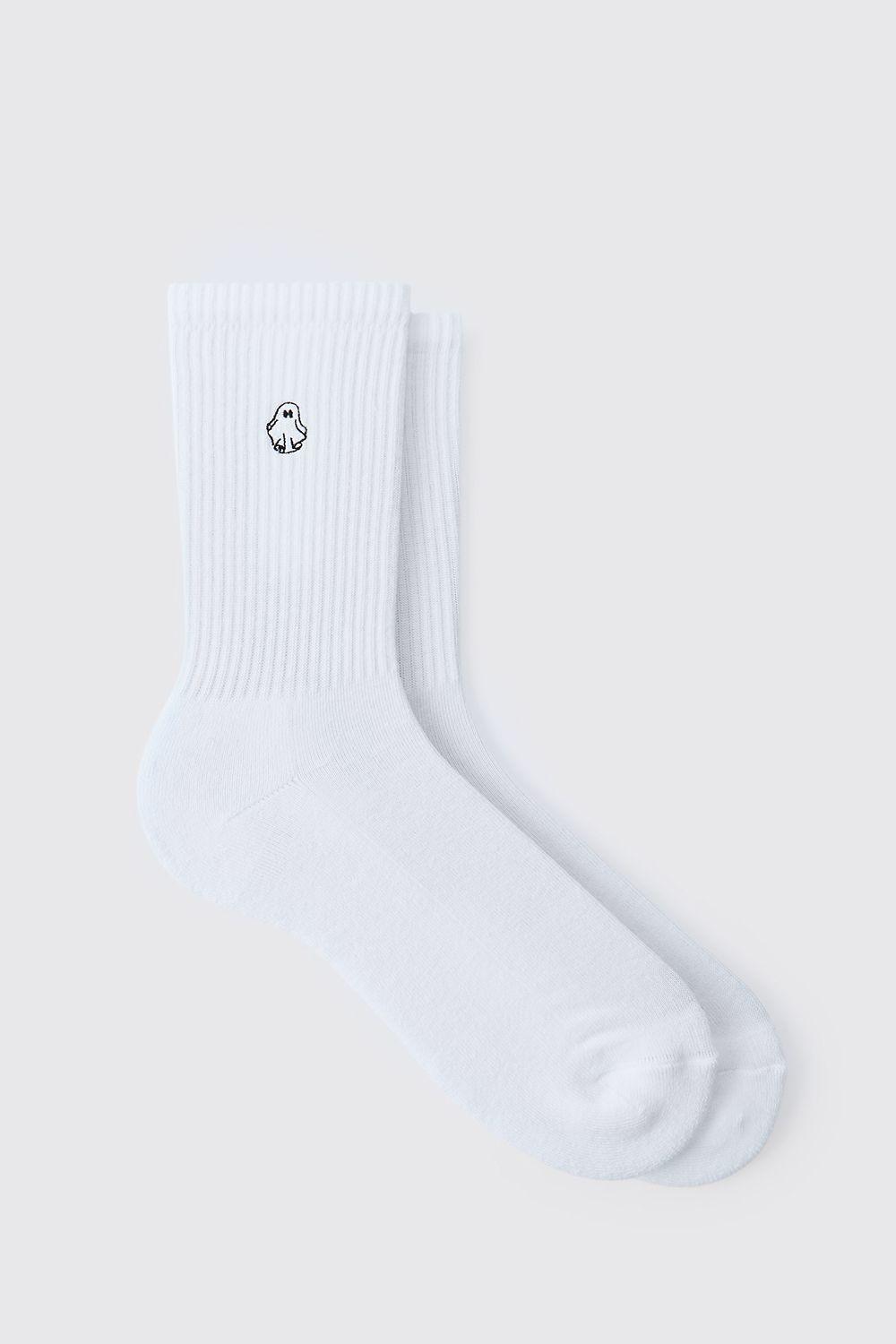 2 Pack Ghost Embroidered Socks by BOOHOOMAN