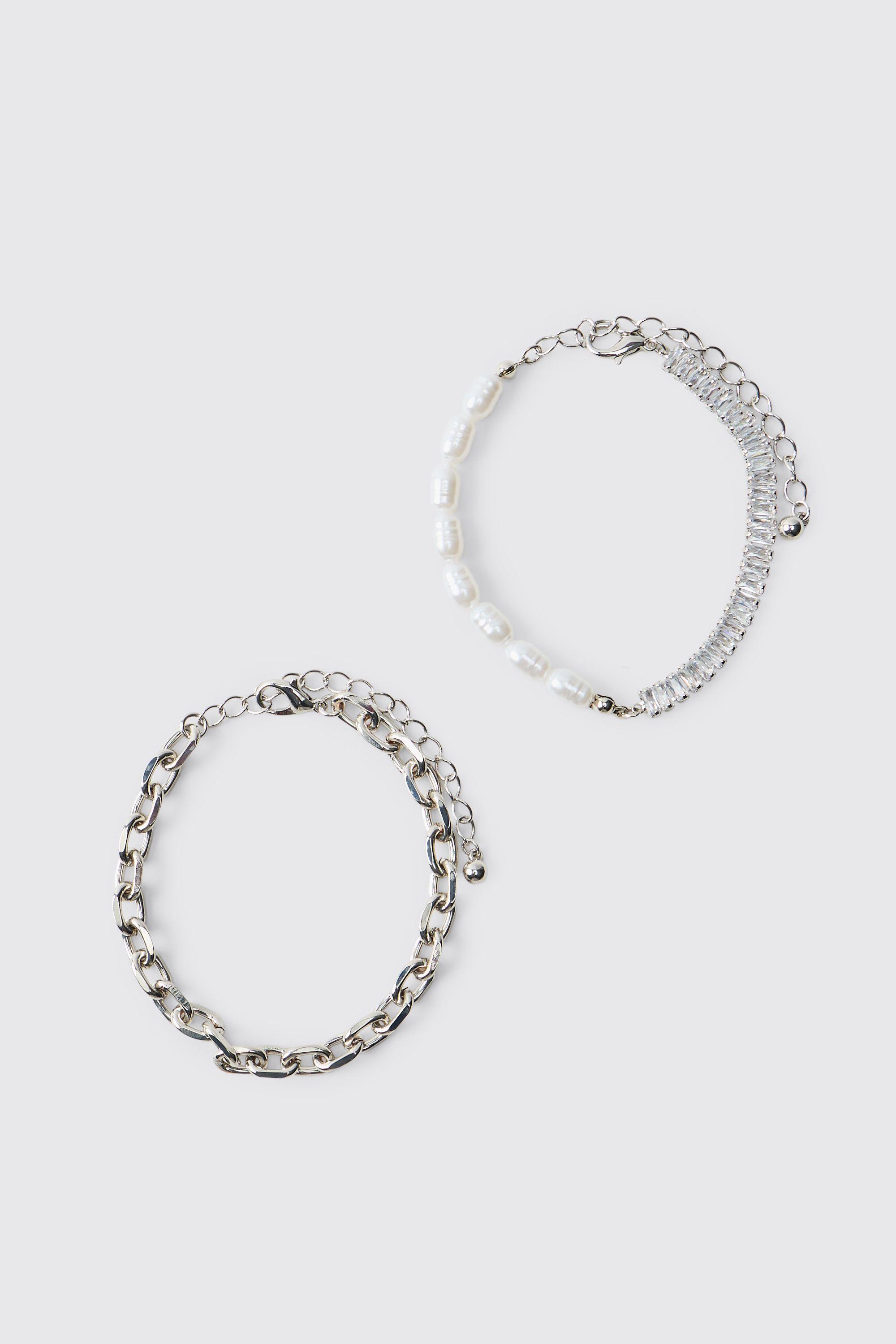 2 Pack Layered Chain Bracelets by BOOHOOMAN