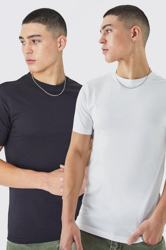 2 Pack Muscle Fit T-shirt by BOOHOOMAN