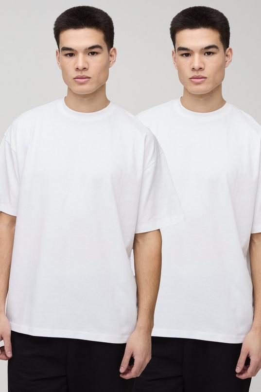 2 Pack Oversized Essential Crew Neck T-Shirts by BOOHOOMAN