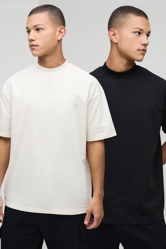 2 Pack Oversized Heavyweight Crew Neck T-Shirts by BOOHOOMAN