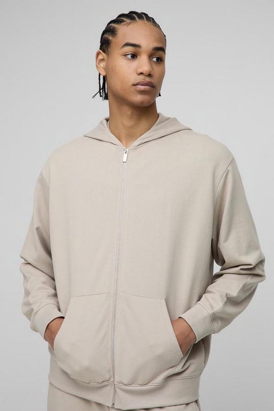 260GSM Loopback Basic Oversized Zip Through Hoodie by BOOHOOMAN 260GSM Loopback Basic Oversized Zip Through Hoodie by BOOHOOMAN